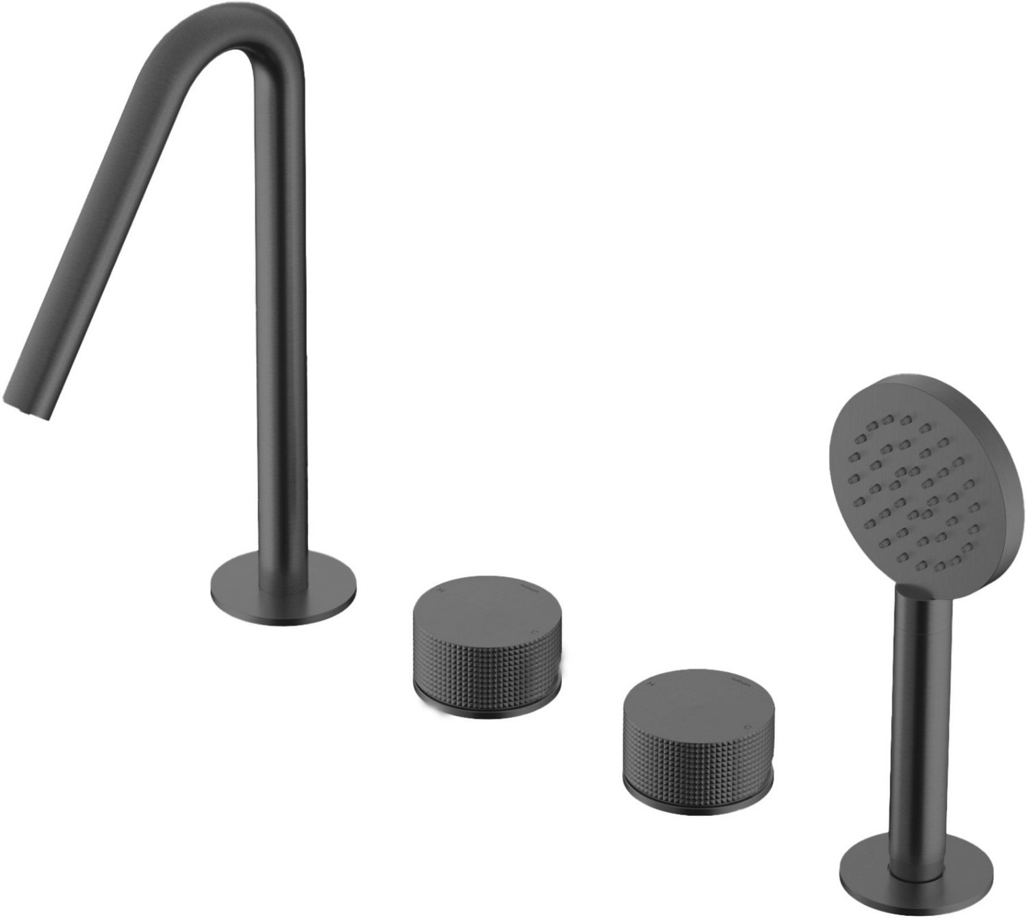 Hotbath Guy GY073D Diamond badrandcombinatie met ronde handdouche en uitloop geborsteld zwart PVD