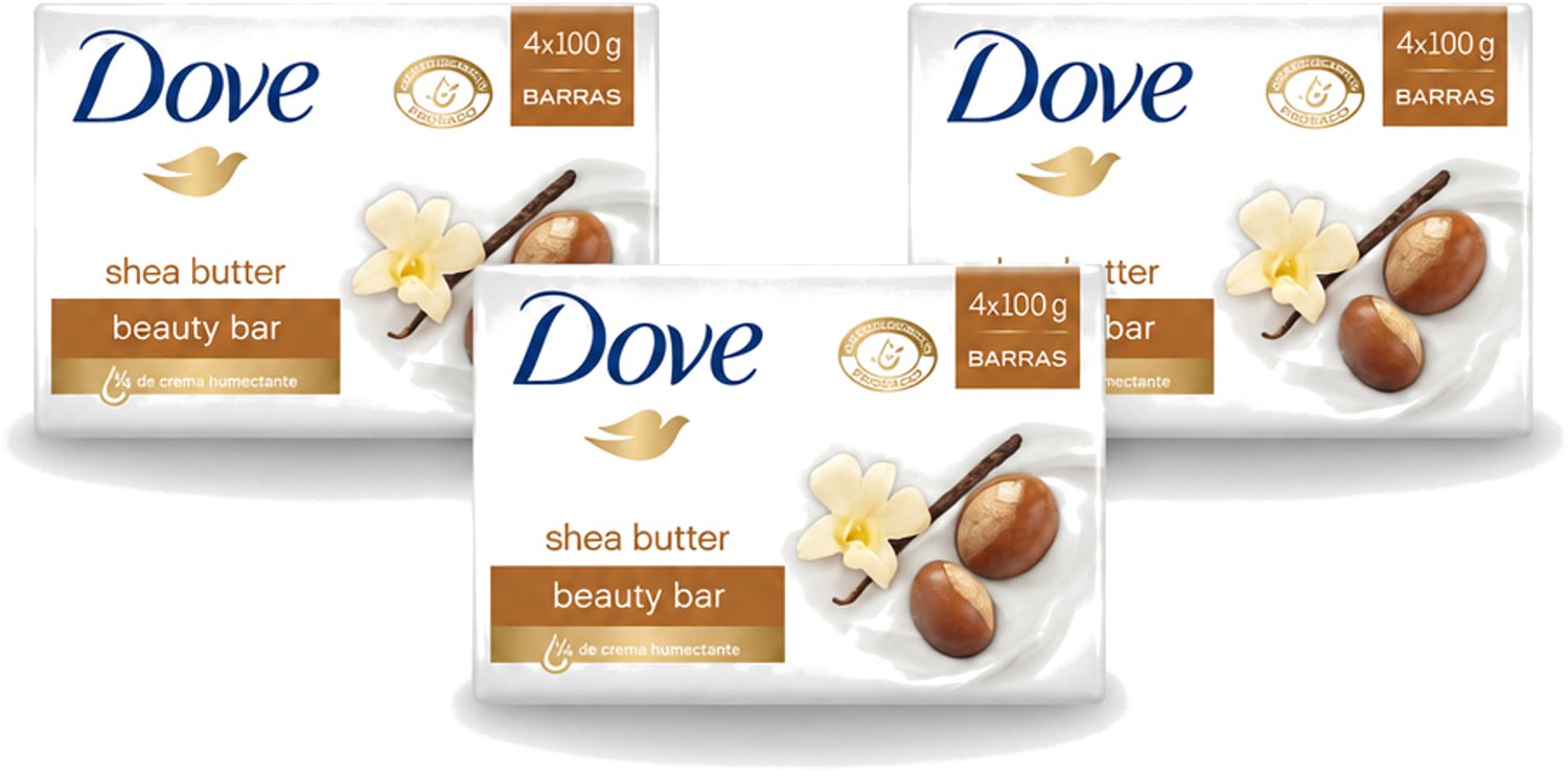 3 x Dove – Zeep – Sheabutter – 4 x 100 g - Voordeelverpakking - 3 stuks