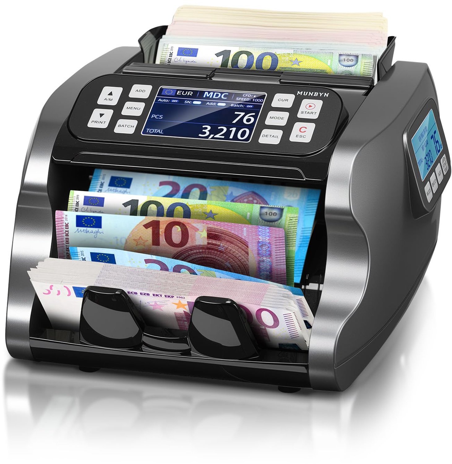 Geldtelmachine met Valse Geld Detector en Dubbele Weergave