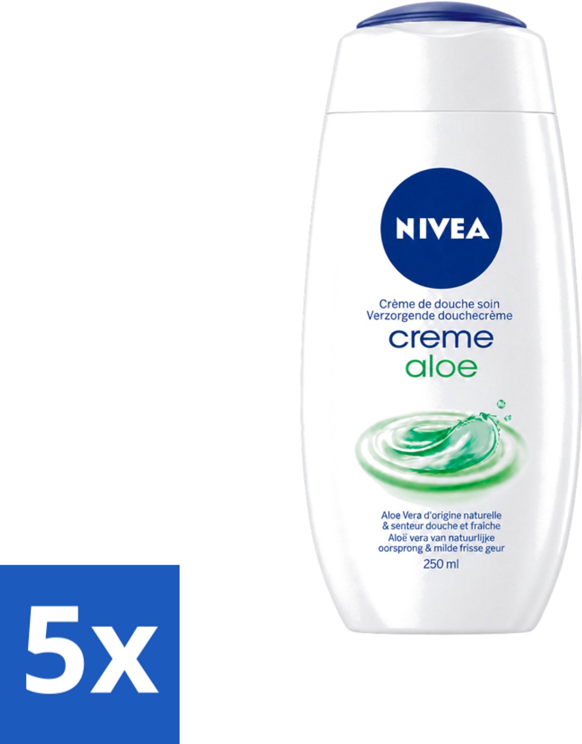 5 x Nivea - Douchegel - Aloë Douchecrème - 250 ml - Voordeelverpakking - 5 stuks