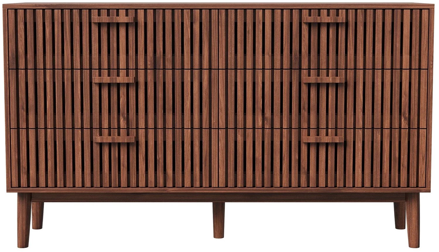 DeltaMerch Ladekast - Kast - Dressoir - Opbergkast - Meubelen - Commode - Kast met 6 laden - 100 x 34 x 73 cm - Walnootkleur