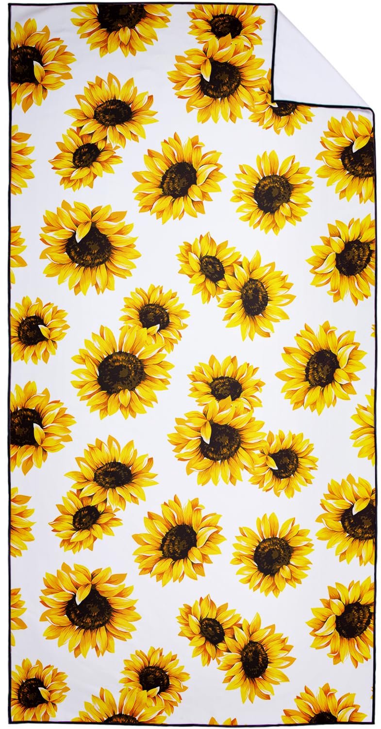 Grote Sneldrogende Strandhanddoek met Zonnebloemen Motief