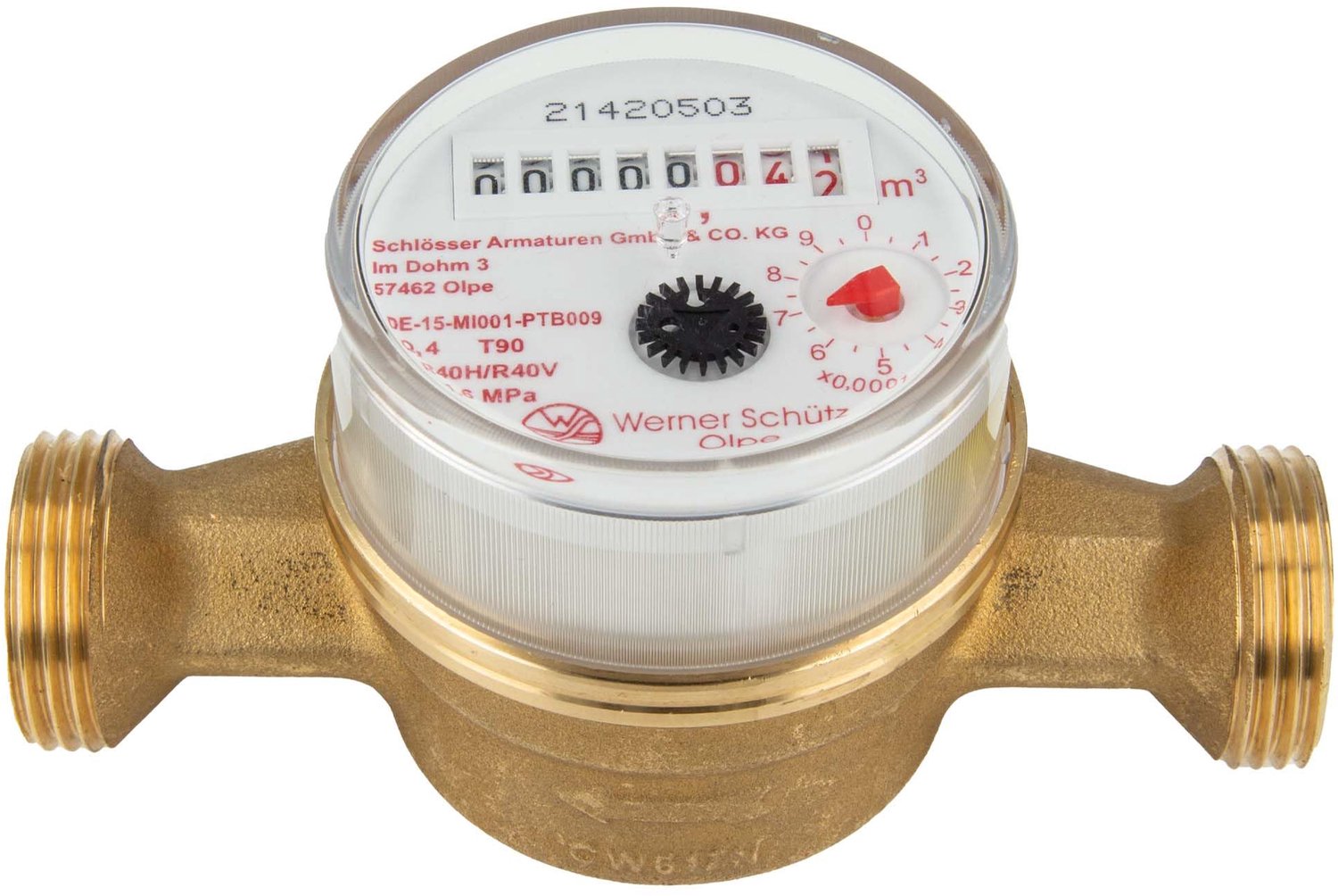 Warmwatermeter Tot 90 Graden met 1 Inch Aansluiting