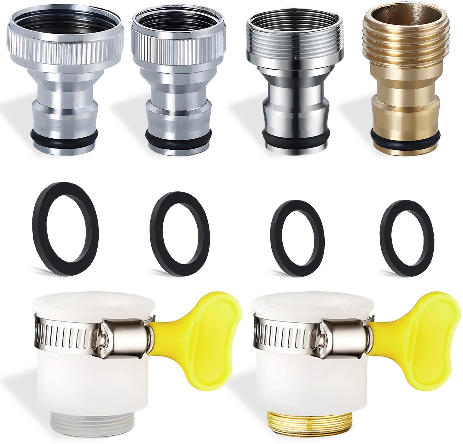 Kraansnelkoppelingsset - Wasmachineconnectoren - Tijd- en energiebesparend - Zilver, goud, wit - Universele adapters - Geschikt voor vaat...