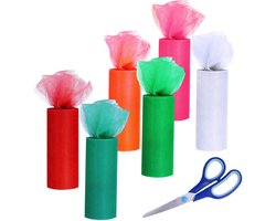 Set van 6 Tulle Rollen in Diverse Kleuren voor Feestdecoratie