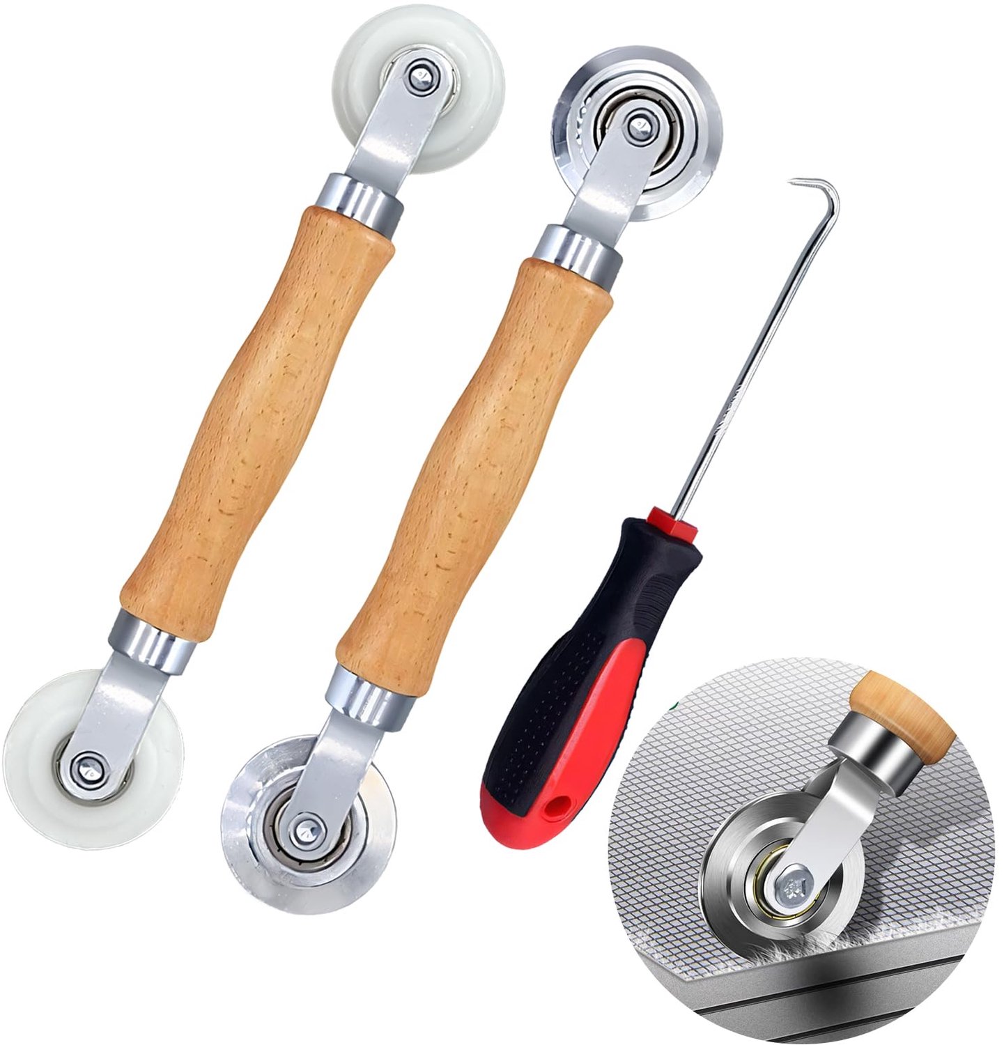 3-delige Set Dubbelwiel Sealing Rollers met Houten Handvat