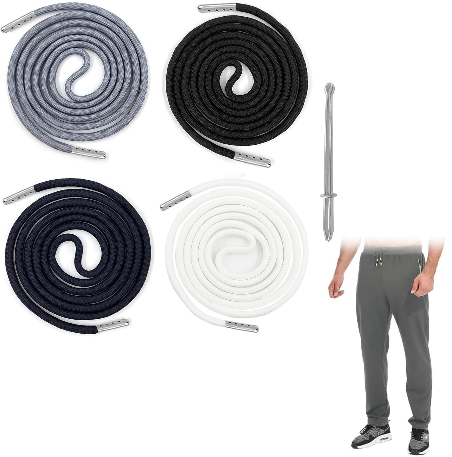 Koord 130 cm - 4 Stuks - Trekkoord Joggingbroek - Koord voor Hoodie - Antislip - Metalen Aantrekgesp
