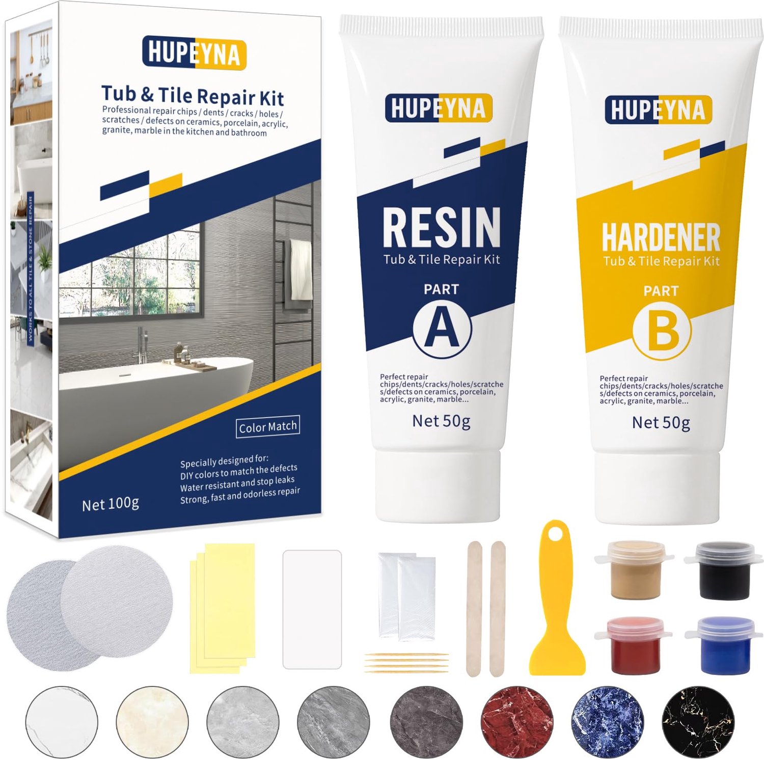Bad, Tegel en Douche Reparatie Kit - Voor Porselein en Fiberglas