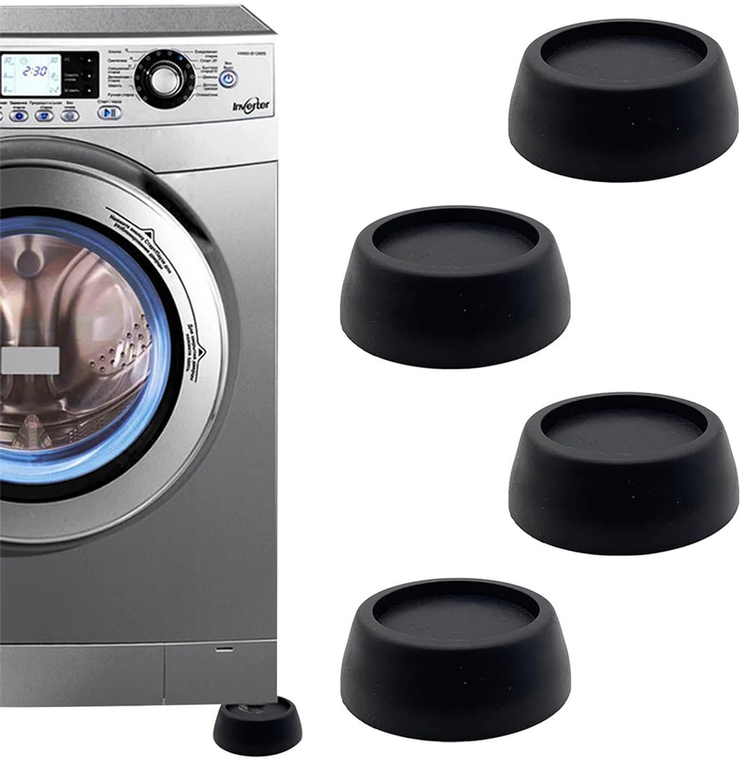 Trilvoeten 4 Stuks - Antislip Voetjes - Schokabsorberend - Duurzaam TPR-Materiaal - Bescherming Wasmachine - Verlengt Levensduur - Wasmachinevoetjes