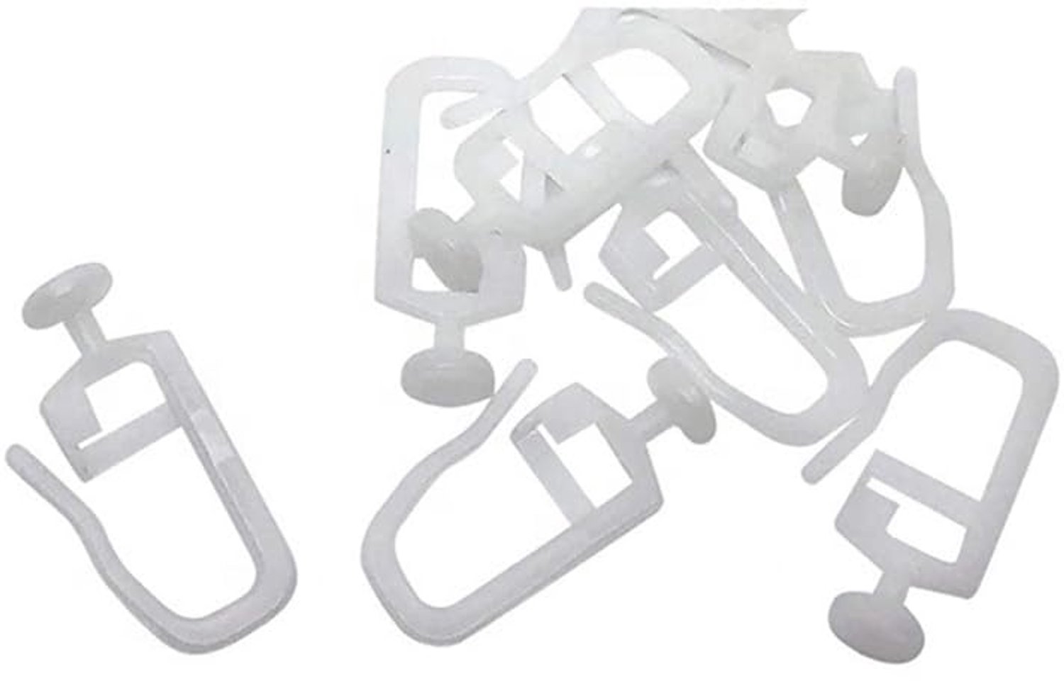 Set van 50 Gordijnrail Rollen met Haakjes - Nylon Wit
