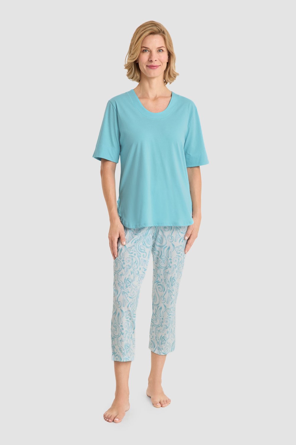 Rösch Paisley Pyjama 1263044 Aqua Blauw