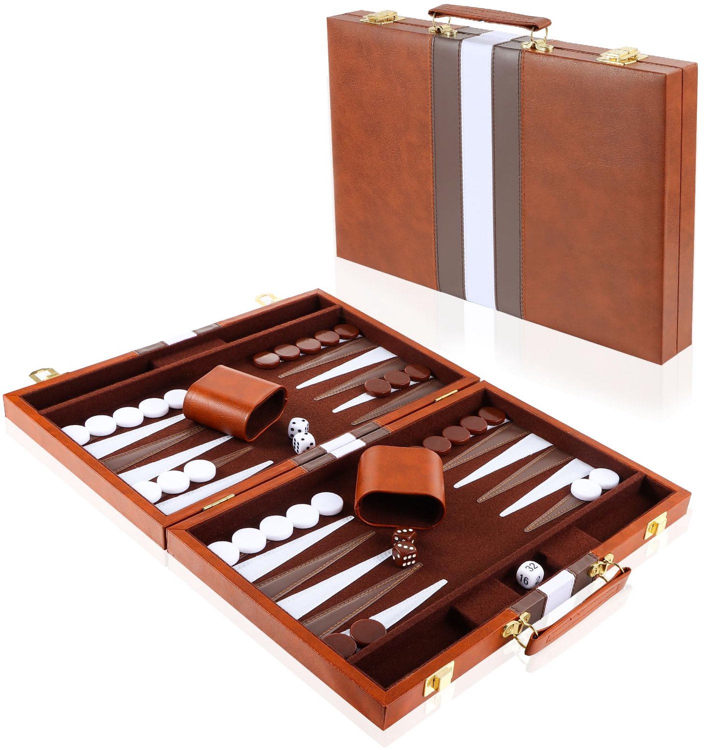 Backgammon Set voor 2 Spelers - 15 Inch Koffer Inclusief Accessoires