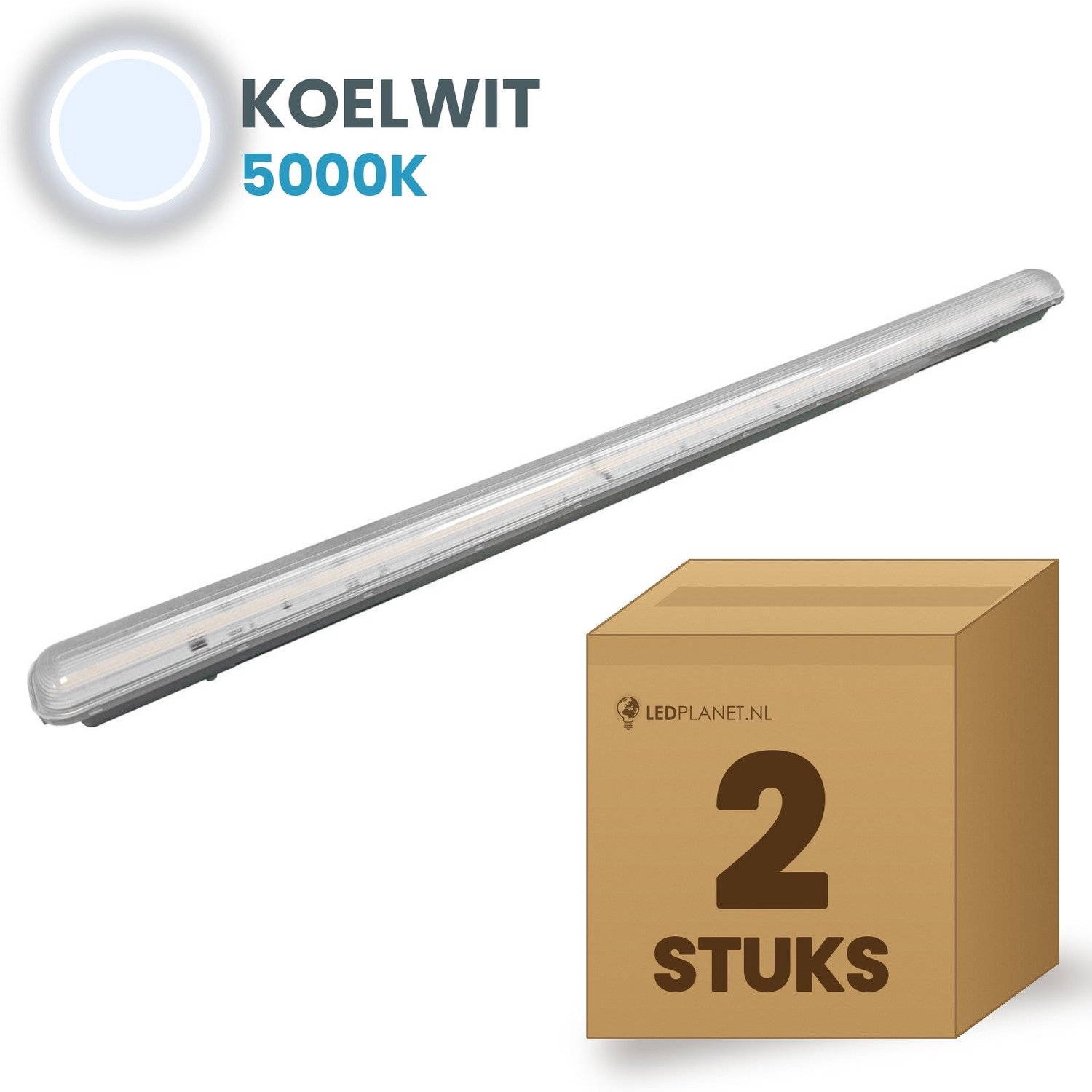 Tsong TL armatuur Tri Proof 1500mm 2 stuks - 45W 9000lm - Koelwit 5000K - Koppelbaar - IP65 - 230V