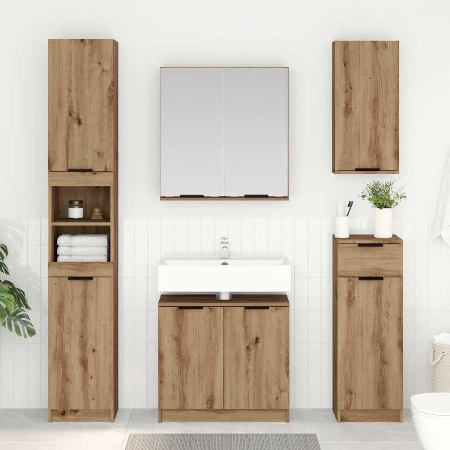 Badkamerkastset 3 STK Artisan eiken houtmateriaal