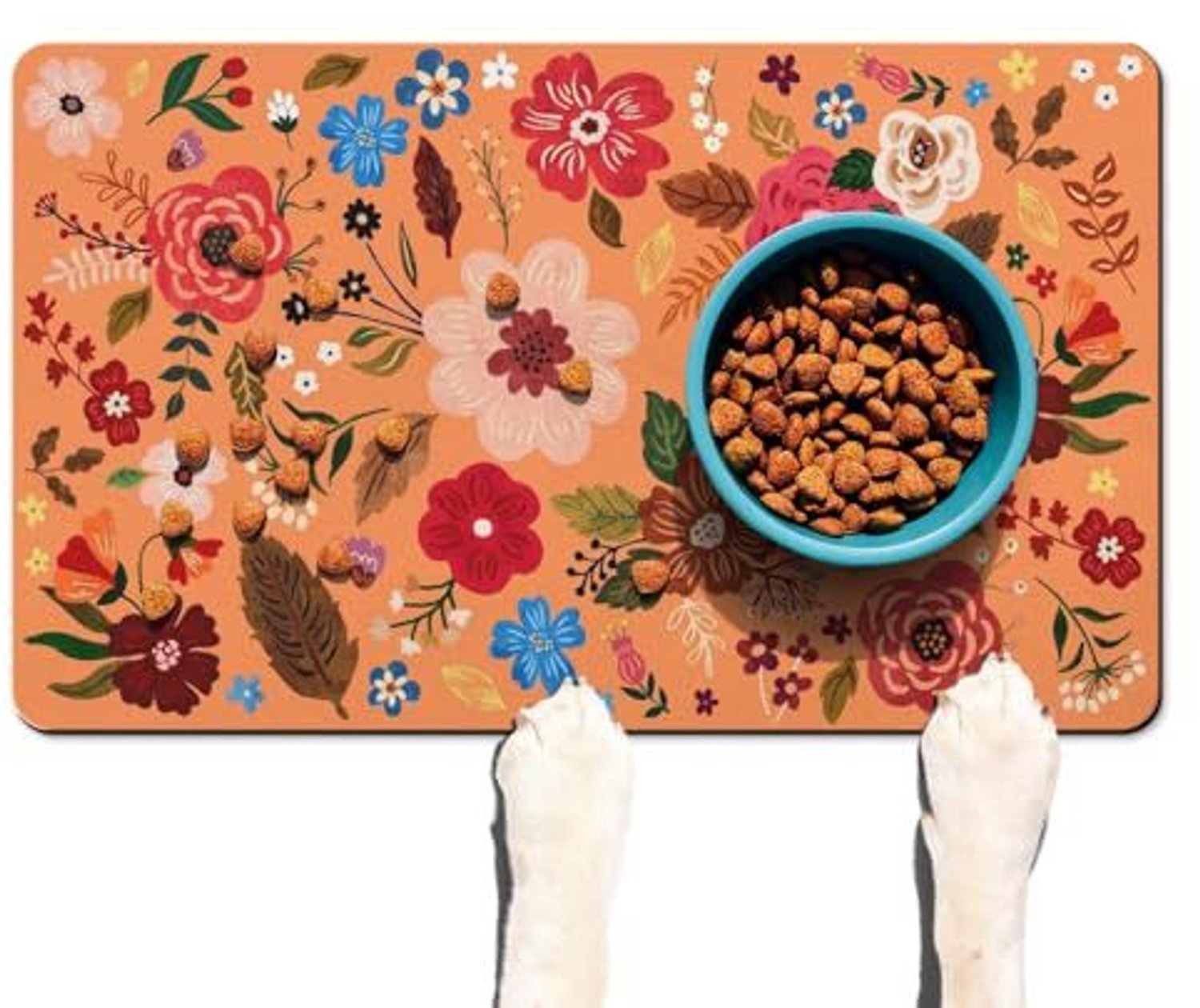 Huisdiermat – Voermat voor honden – Absorberende mat – Mat voor voer- en drinkbakken – Sneldrogend (houdt de voerplek droog en schoon) – Antislip – Eenvoudig dagelijks te reinigen (veeg het oppervlak simpelweg af met een vochtige doek)-50 x 80 cm