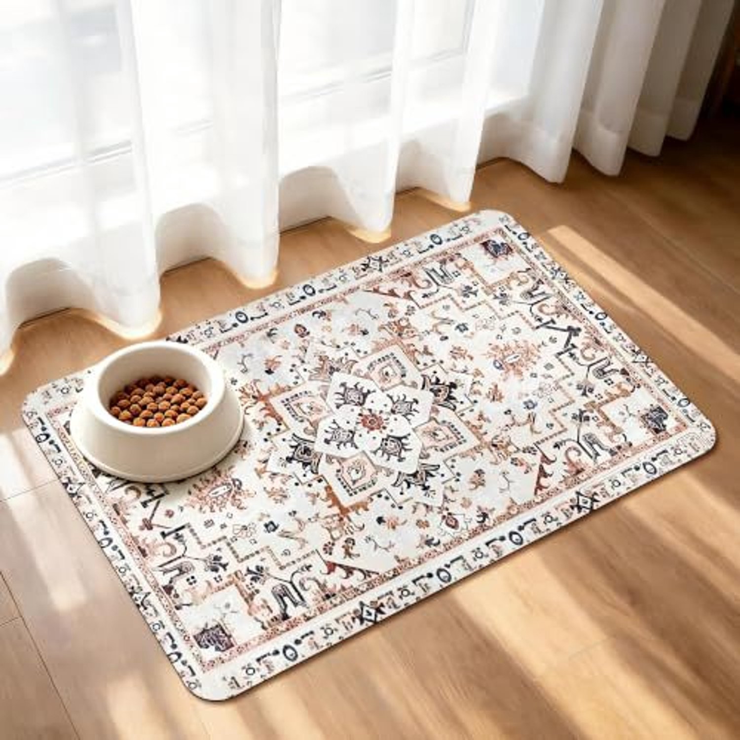 Huisdiermat – Voermat voor honden – Absorberende mat – Mat voor voer- en drinkbakken – Sneldrogend (houdt de voerplek droog en schoon) – Antislip – Eenvoudig dagelijks te reinigen (veeg het oppervlak simpelweg af met een vochtige doek)-40 x 50 cm