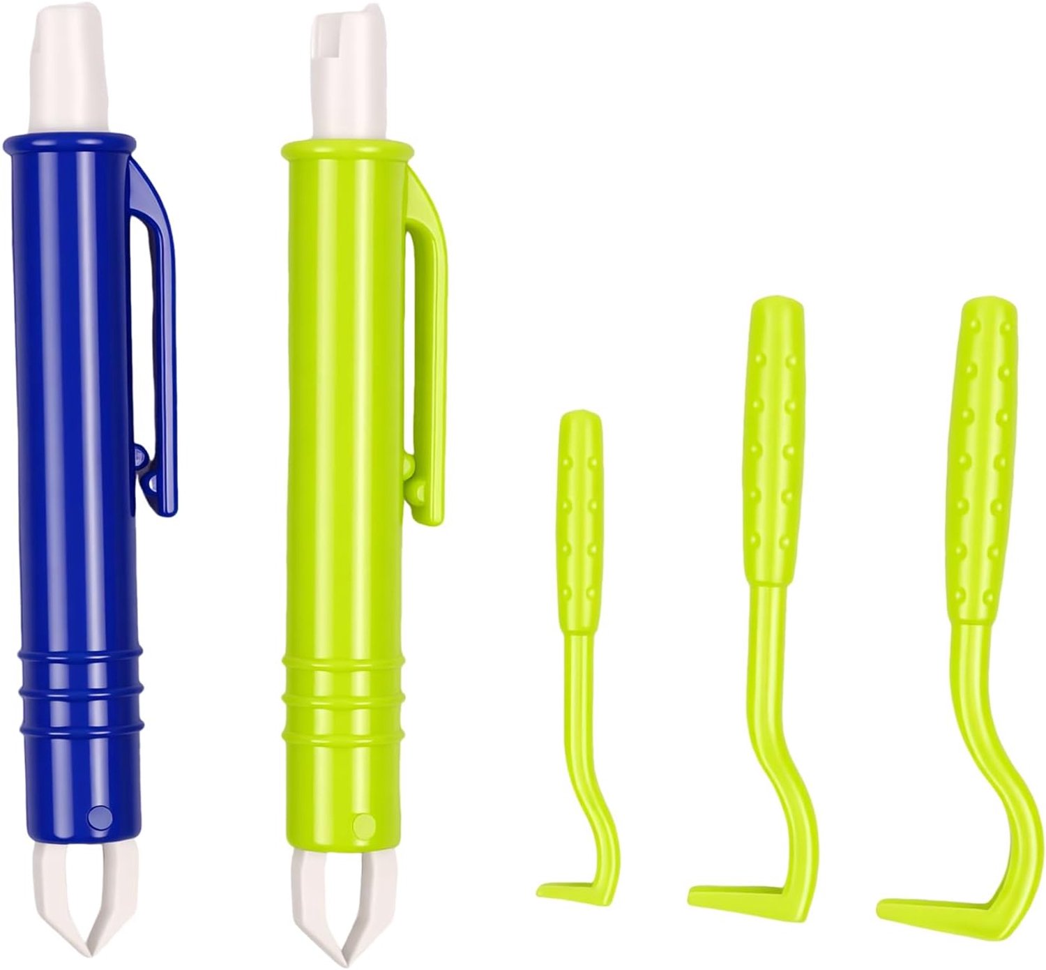 5 stuks tekentang voor honden, katten en mensen, tekenverwijderingsset, 3-delige set tekenhaken kat en 2-delige set tekenpincetten, eenvoudig te dragen, voor teken van elke maat (blauw, groen)