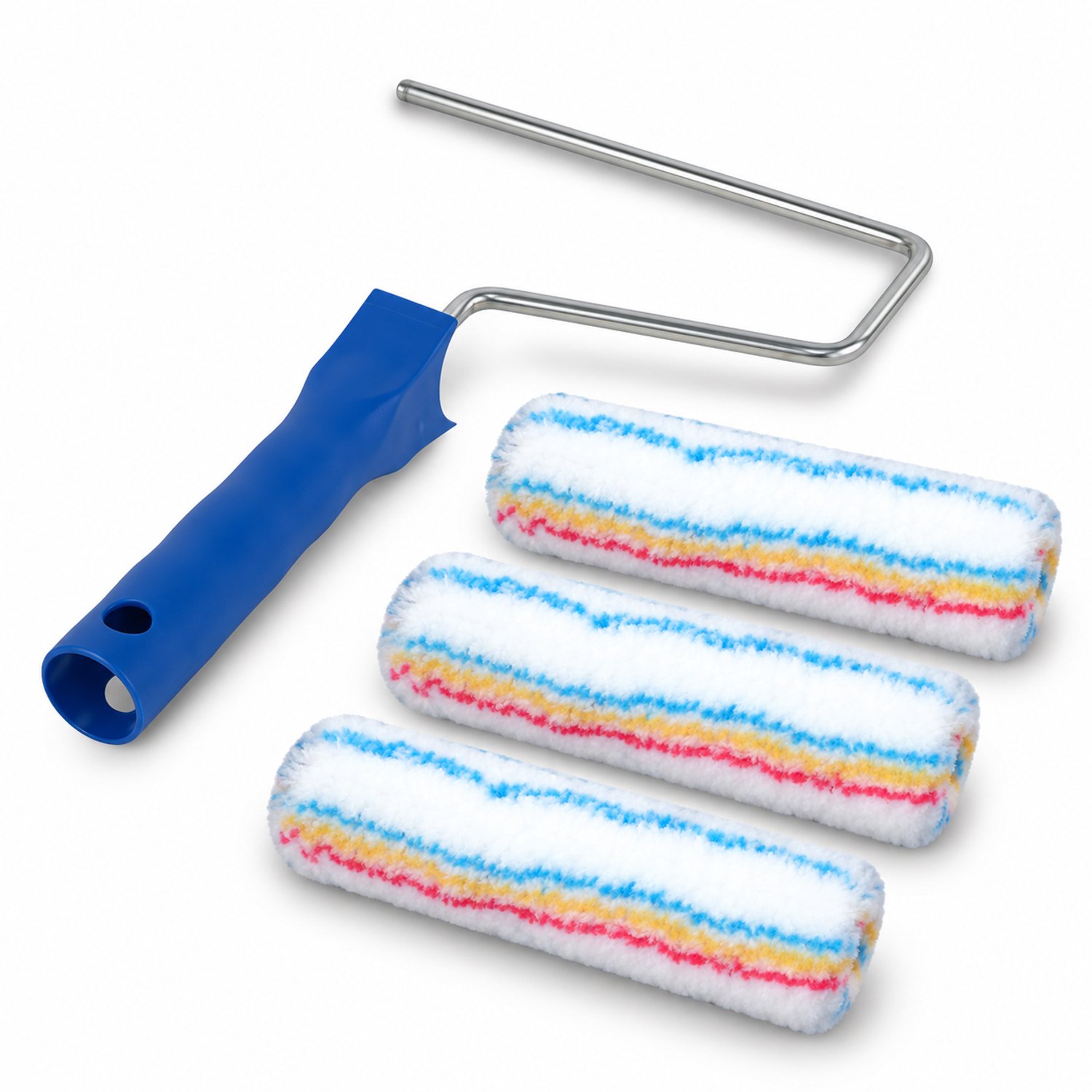 Work Plus verfroller - muurverf - vachtroller 18cm - pluisvrij - anti spat - set 1 beugel + 3 rollers