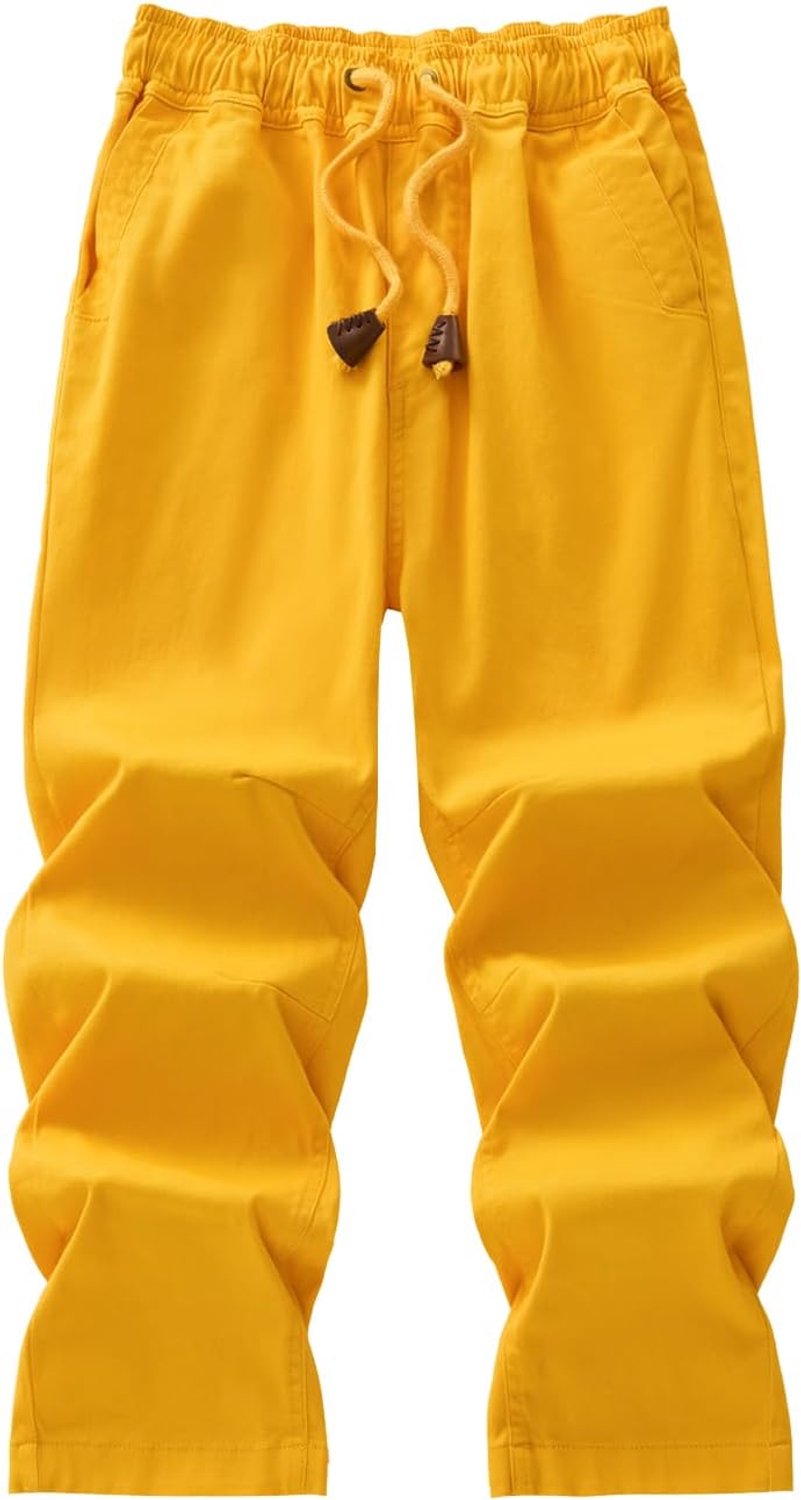 Broek voor jongens met elastische tailleband en trekkoord in effen kleur