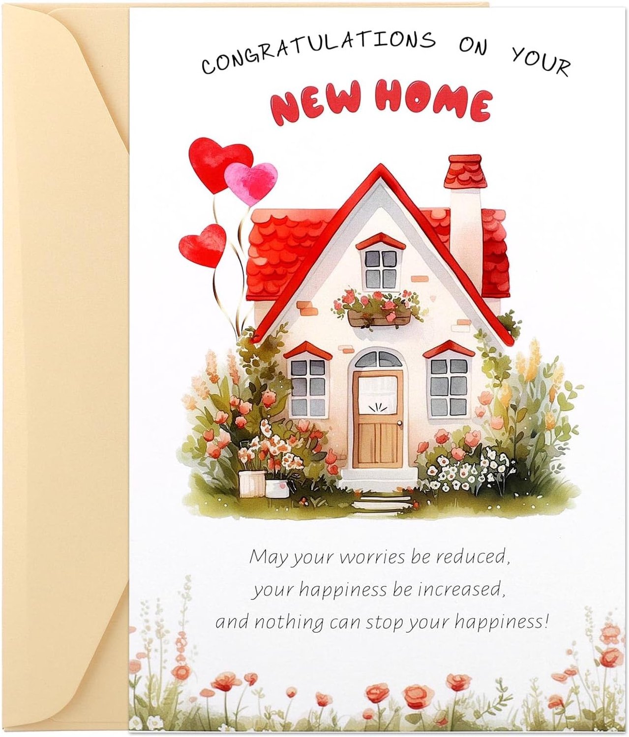 Gefeliciteerd met Je Nieuwe Huis, Grappige Elegante Housewarmingkaart met Envelop Congratulations on Your New Home voor Mannen en Vrouwen Housewarmingcadeau