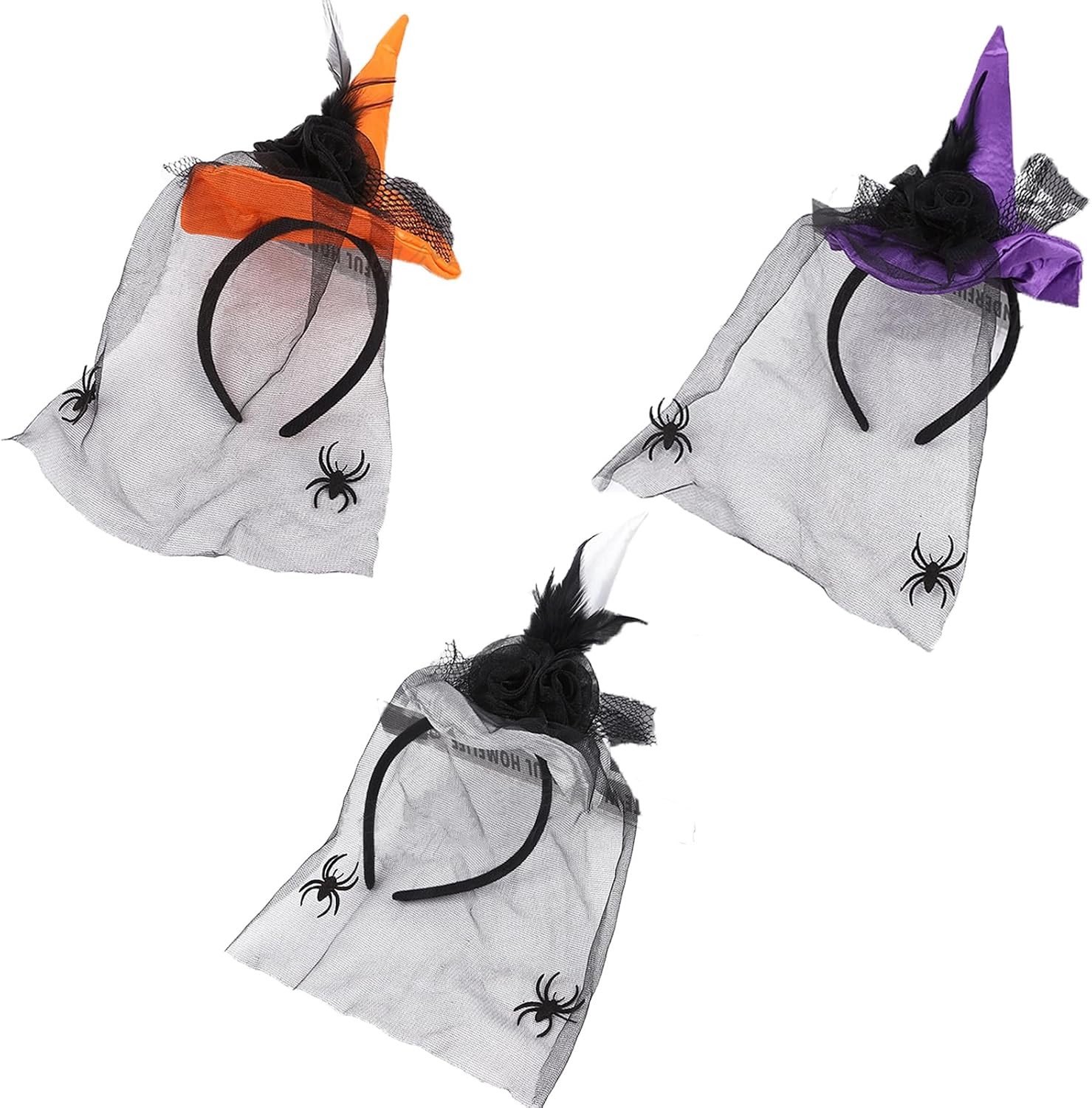 Halloween Hoed met Sluiers en Rozen, 3-delige Set voor Sexy Heks Kostuum, Perfecte Accessoire voor Carnaval en Feestjes