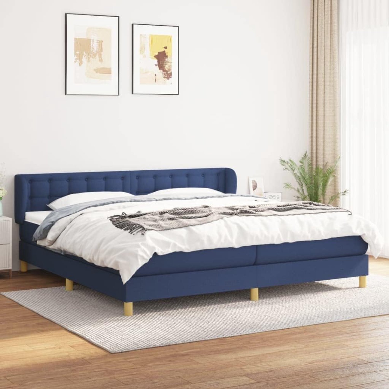 Hoofdbord Pocketvering Boxspring 200x200 cm Blauw