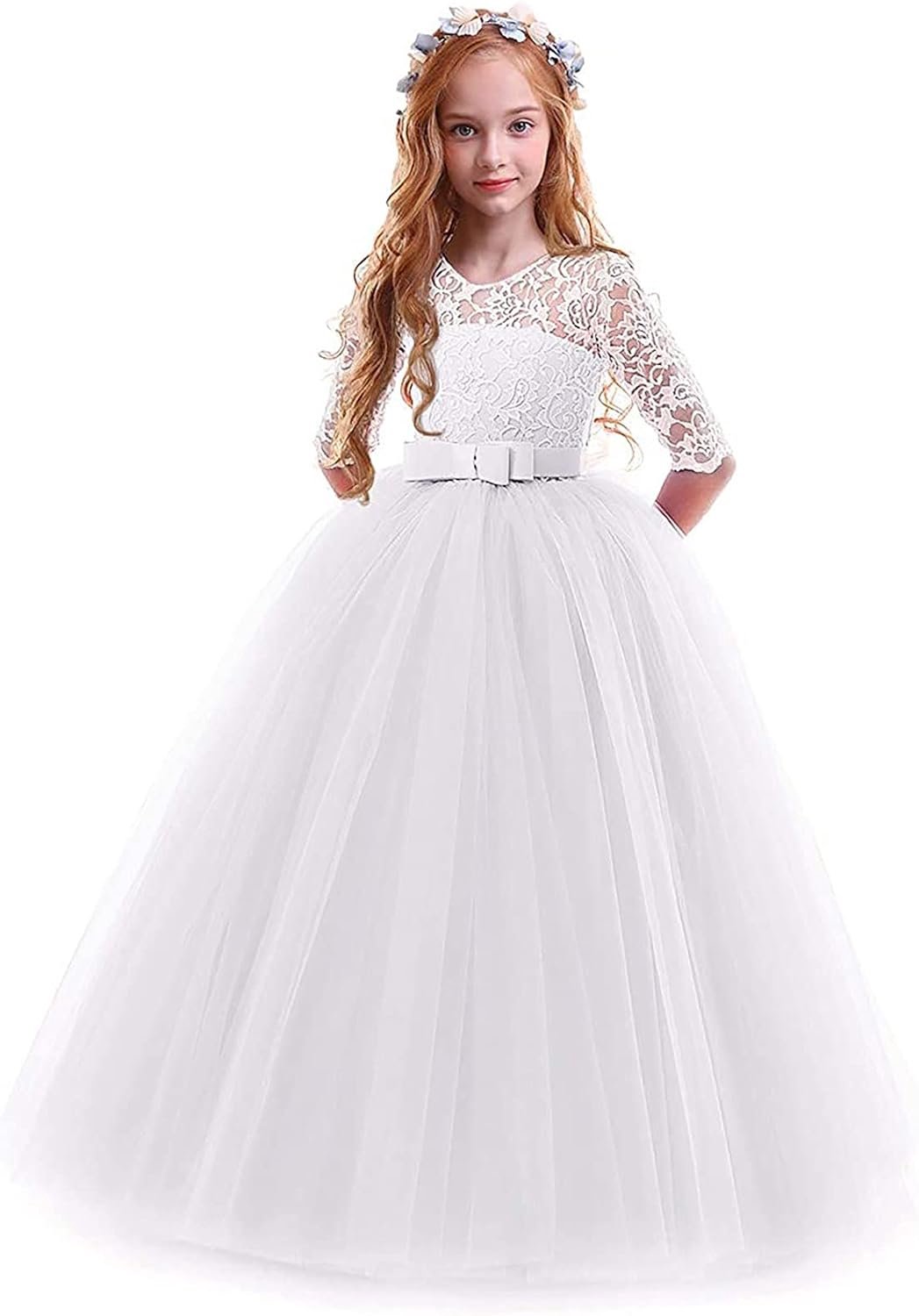 Prinsessenjurk voor meisjes, ceremonie, avond, groen, tule, glanzend, Kerstmis, communie, ontvangst, kinderen, meisjes, gelegenheid A105