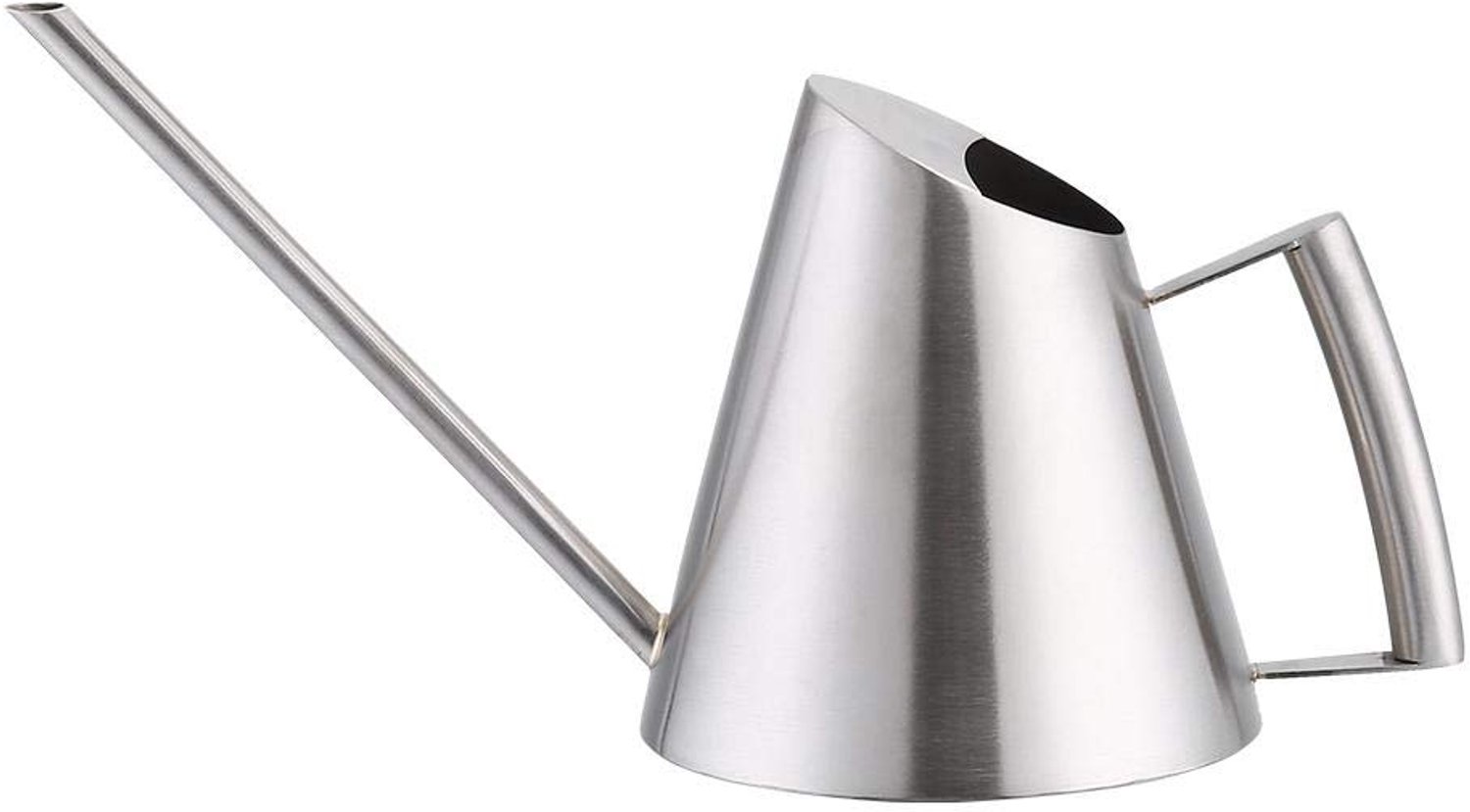 Mini-gieter van roestvrij staal, modern, 400 ml, lange uitloop, geborsteld, zilverkleurig, voor thuis en op kantoor - Vemera