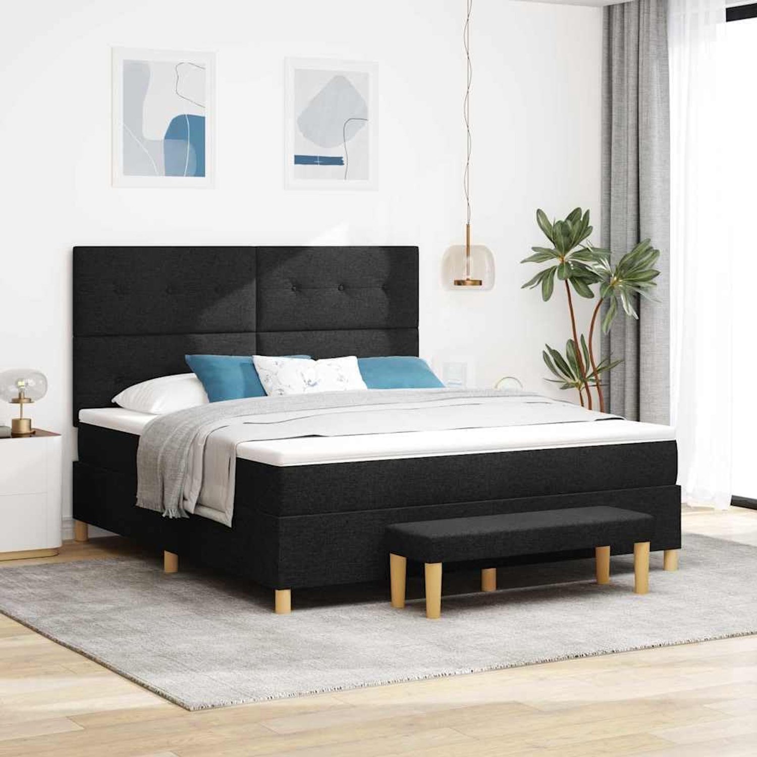 Boxspring matrasbedframe Modern ontwerp model 200x180cm Zwart