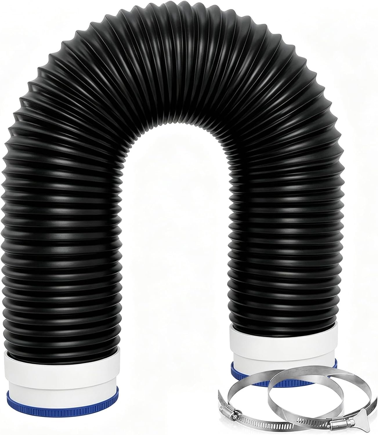 Afvoerslang van pvc, 100 mm, 5 meter ventilatieslang met 2 slangklemmen van
