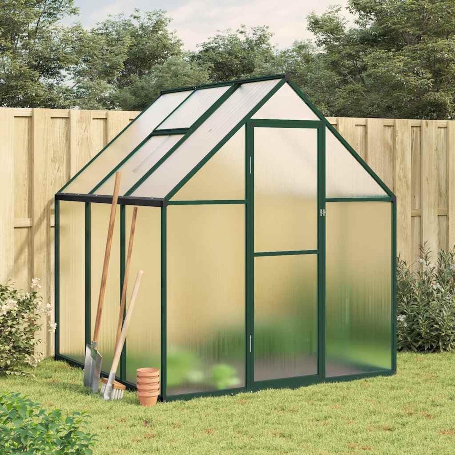 Kweekhuis met funderingsframe groen 169x169x195 cm