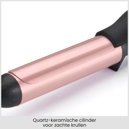 Rose-gouden quartz-keramische cilinder van een krultang voor zachte krullen.