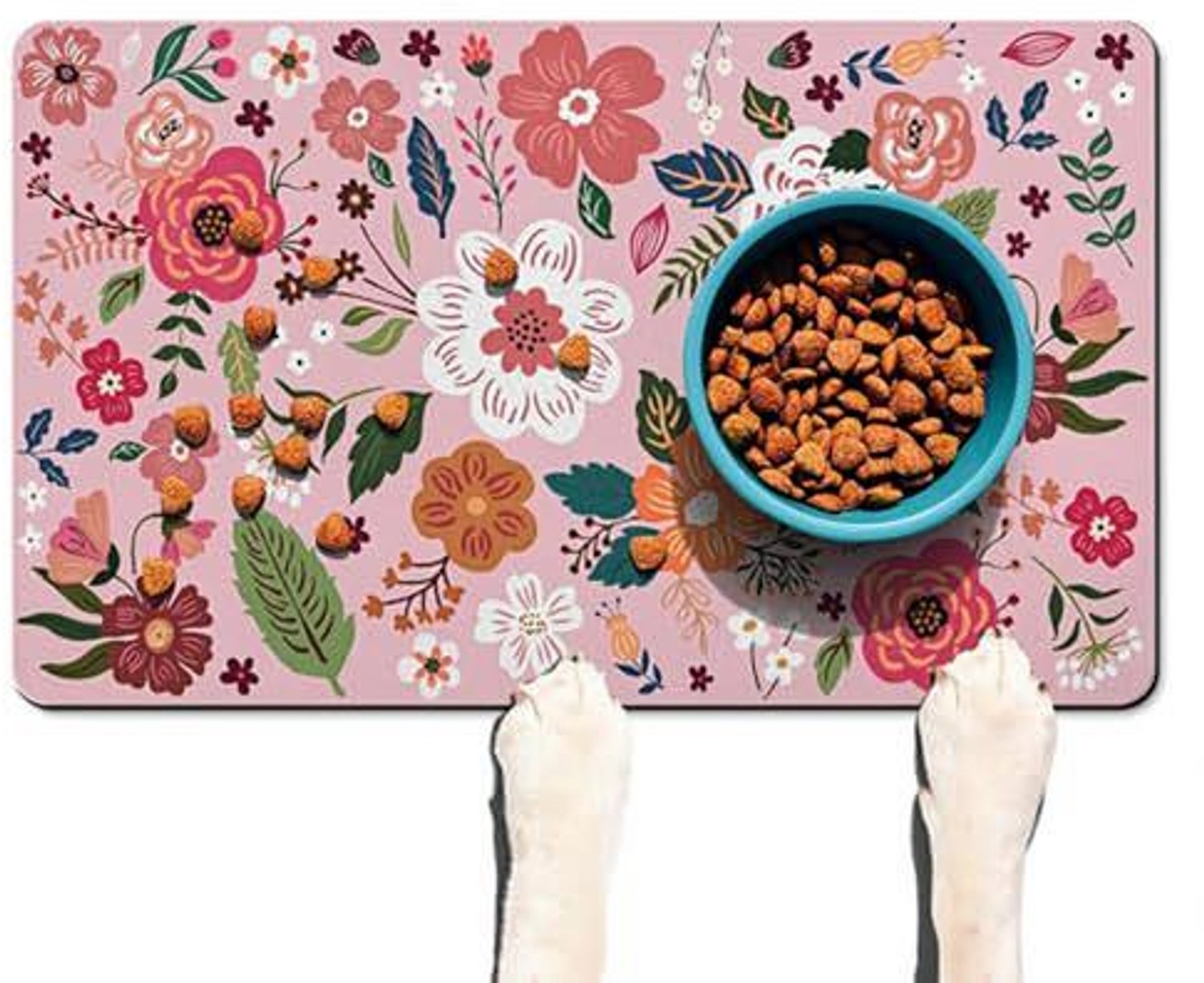 Huisdiermat – Voermat voor honden – Absorberende mat – Mat voor voer- en drinkbakken – Sneldrogend (houdt de voerplek droog en schoon) – Antislip – Eenvoudig dagelijks te reinigen (veeg het oppervlak simpelweg af met een vochtige doek)-50 x 80 cm