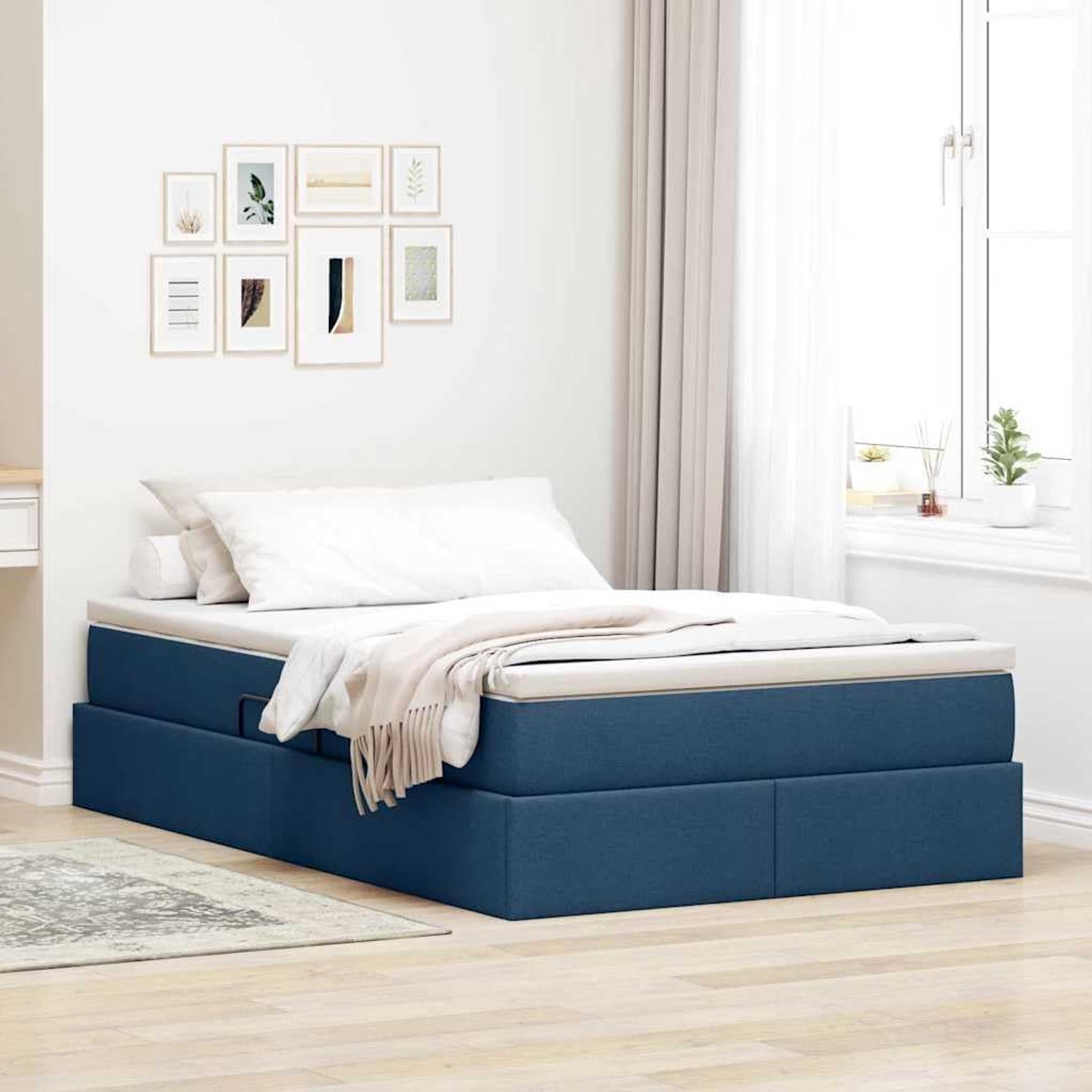 Opbergbed met matras modern minimalistisch Blauw 120 x 200 cm