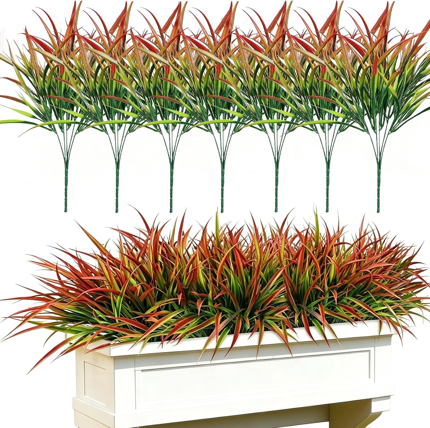 Kunstplanten Set van 16 Bundels, UV-bestendig Kunstgras voor Binnen en Buiten Decoratie