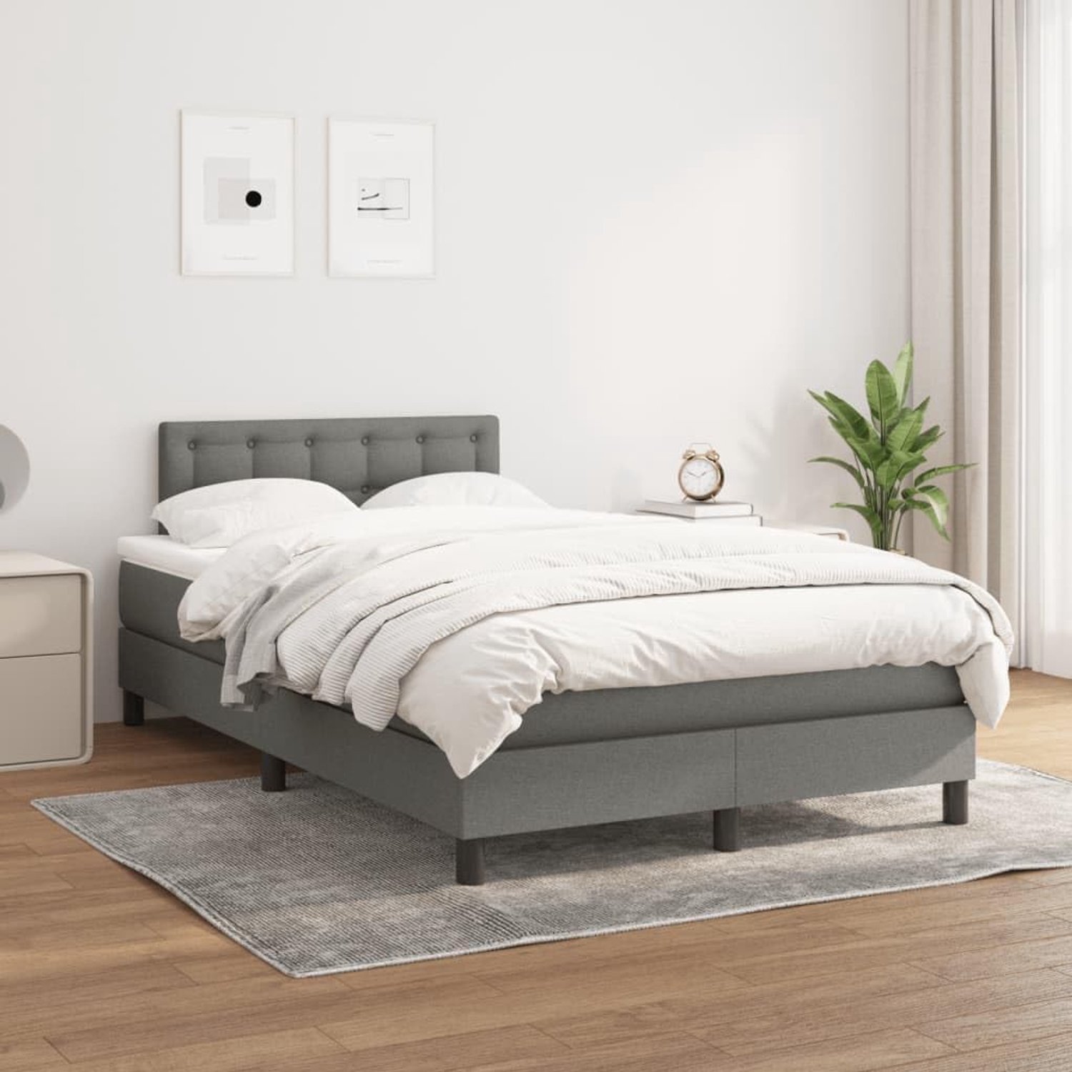 Stof met pocketvering Verstelbaar hoofdbord Boxspring 120x190 Donkergrijs