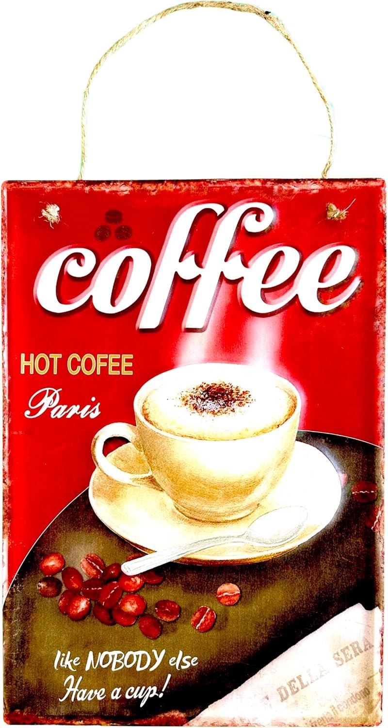 Metalen koffiebord 40 x 28 x 0,2 cm, voor wanddecoratie, huis en keuken, vintage, decoratieve ornamenten voor restaurant, café, bar, originele geschenken moeder (9523)