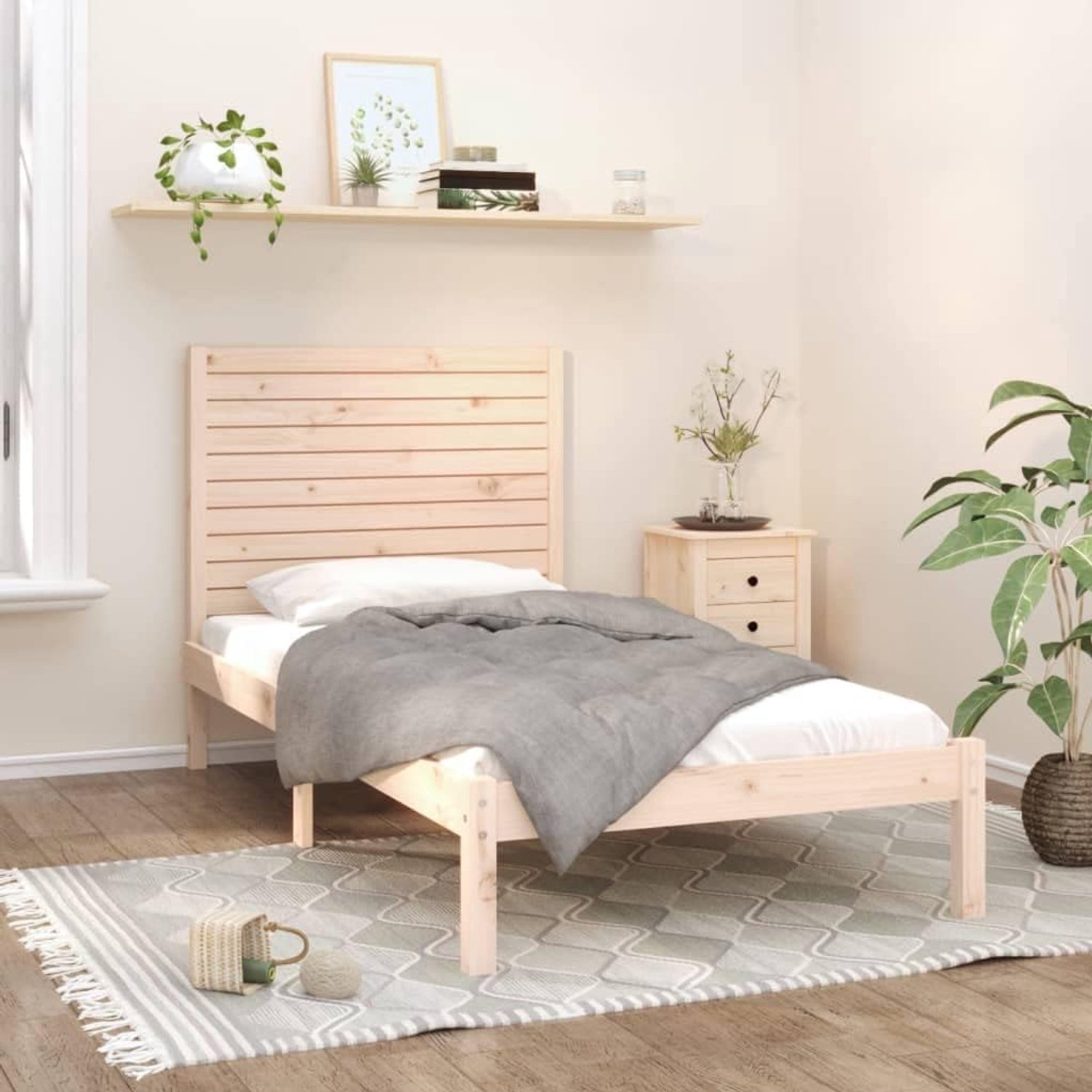 Bed tweepersoonsbed massief houten bed 90x200 cm geschikt voor familiekamers