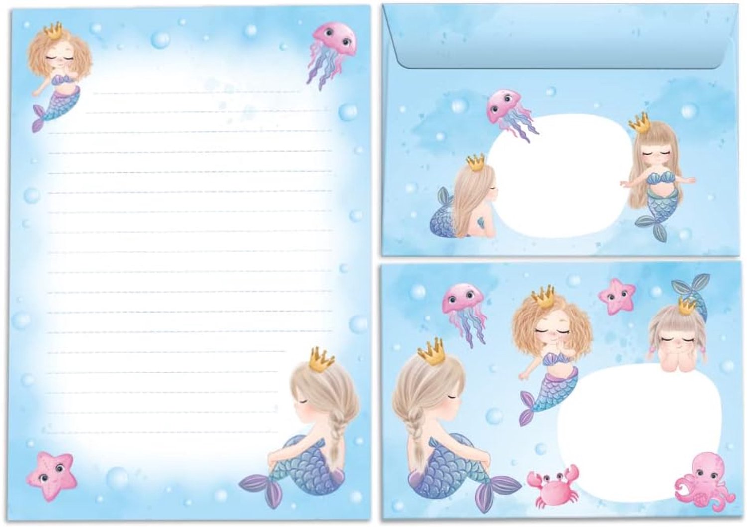 Meisjes schrijfwaren set - A5 blok (14.8 x 21 cm) - 25 vellen + 15 enveloppen - voor creatief schrijven - Homevero
