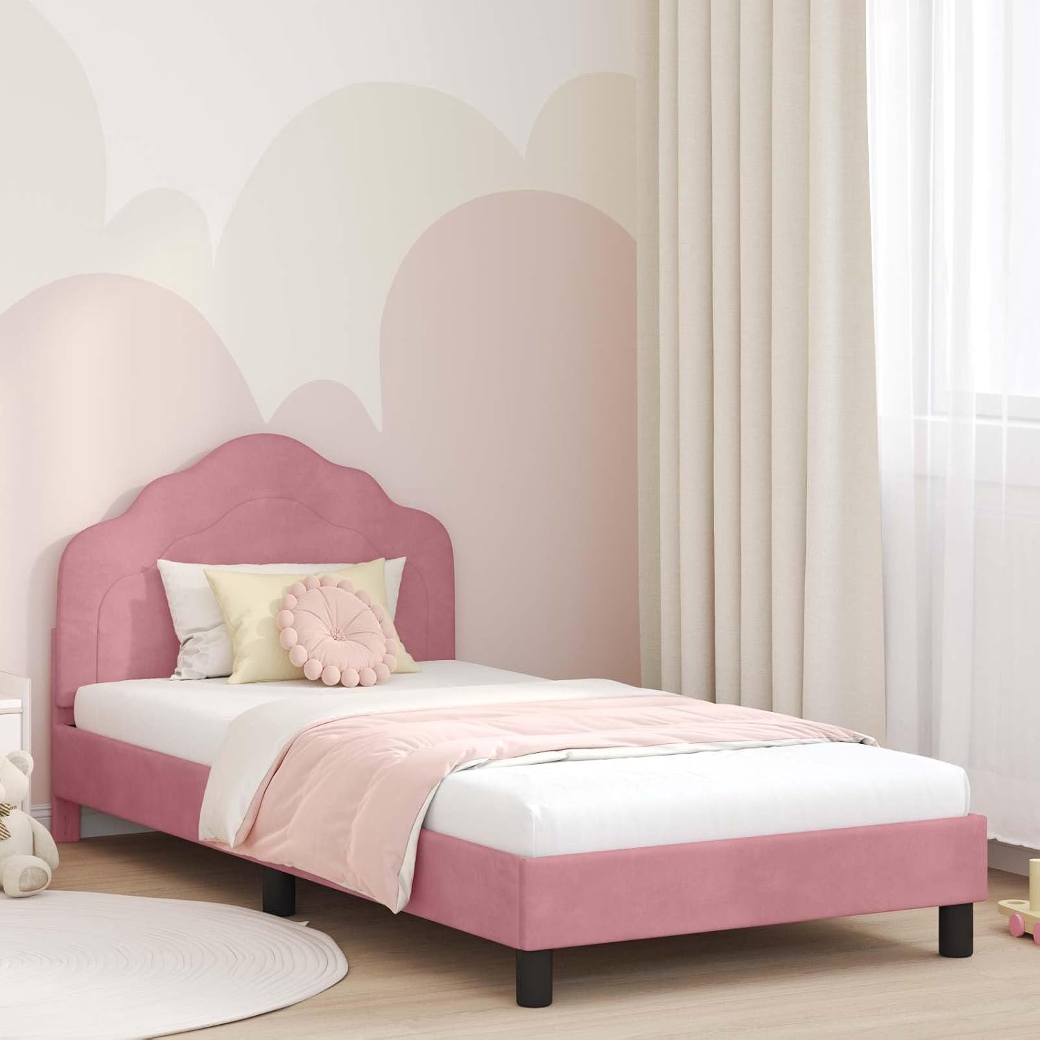 Fluwelen bedframe modern minimalistisch Roze 80 x 200 cm