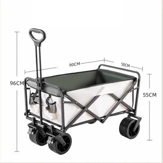 Opvouwbare tuinkar met 4 strandwielen - draagbare festivalwagen op wielen voor outdoor-evenementen, camping en strandplezier — afbeelding 2