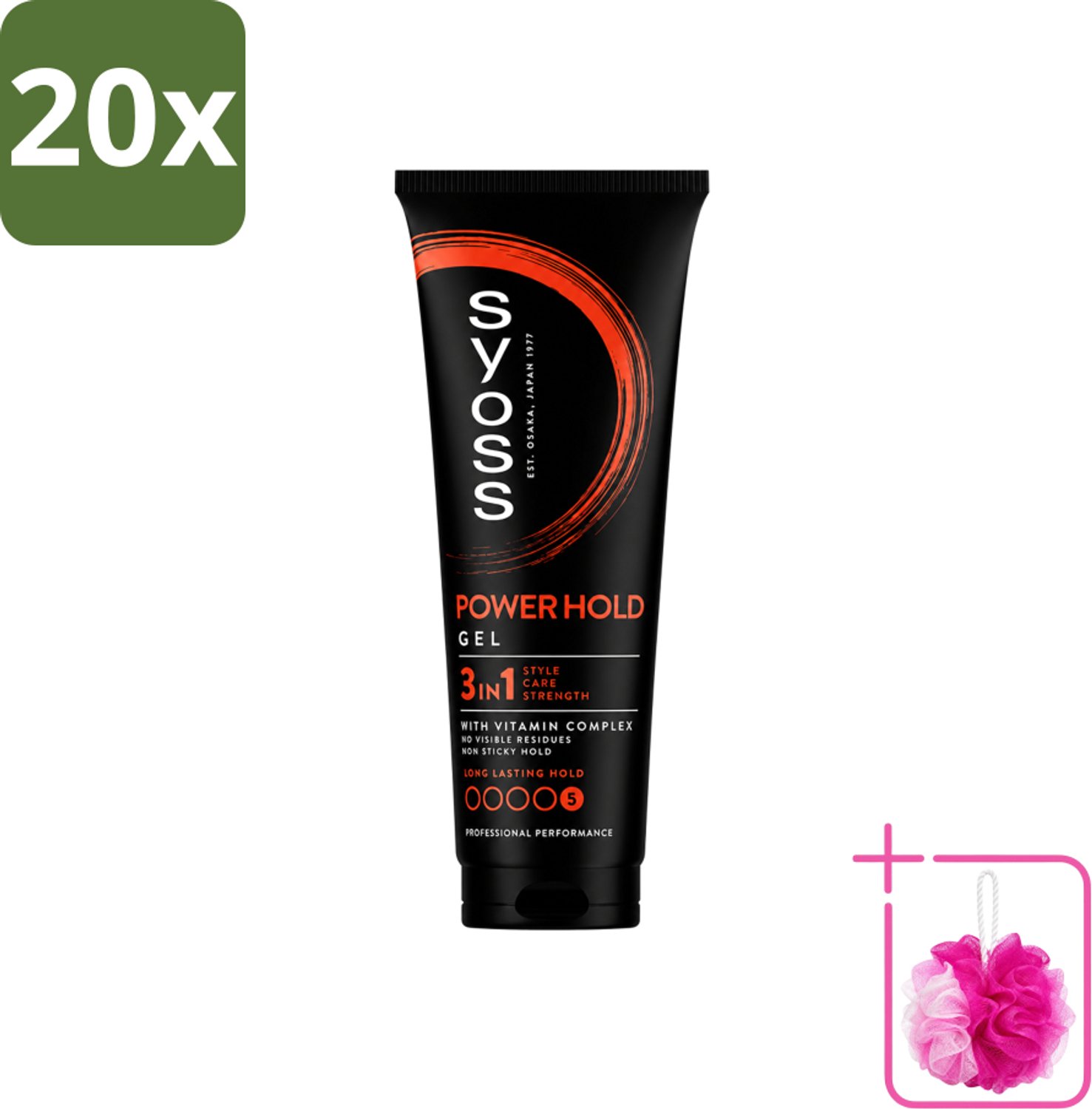 20 x Syoss - Power Hold - Haargel - Extra Sterke Fixatie - 250 ml - Bulkverpakking - Haargel - Douchemop - Krachtige fixatie