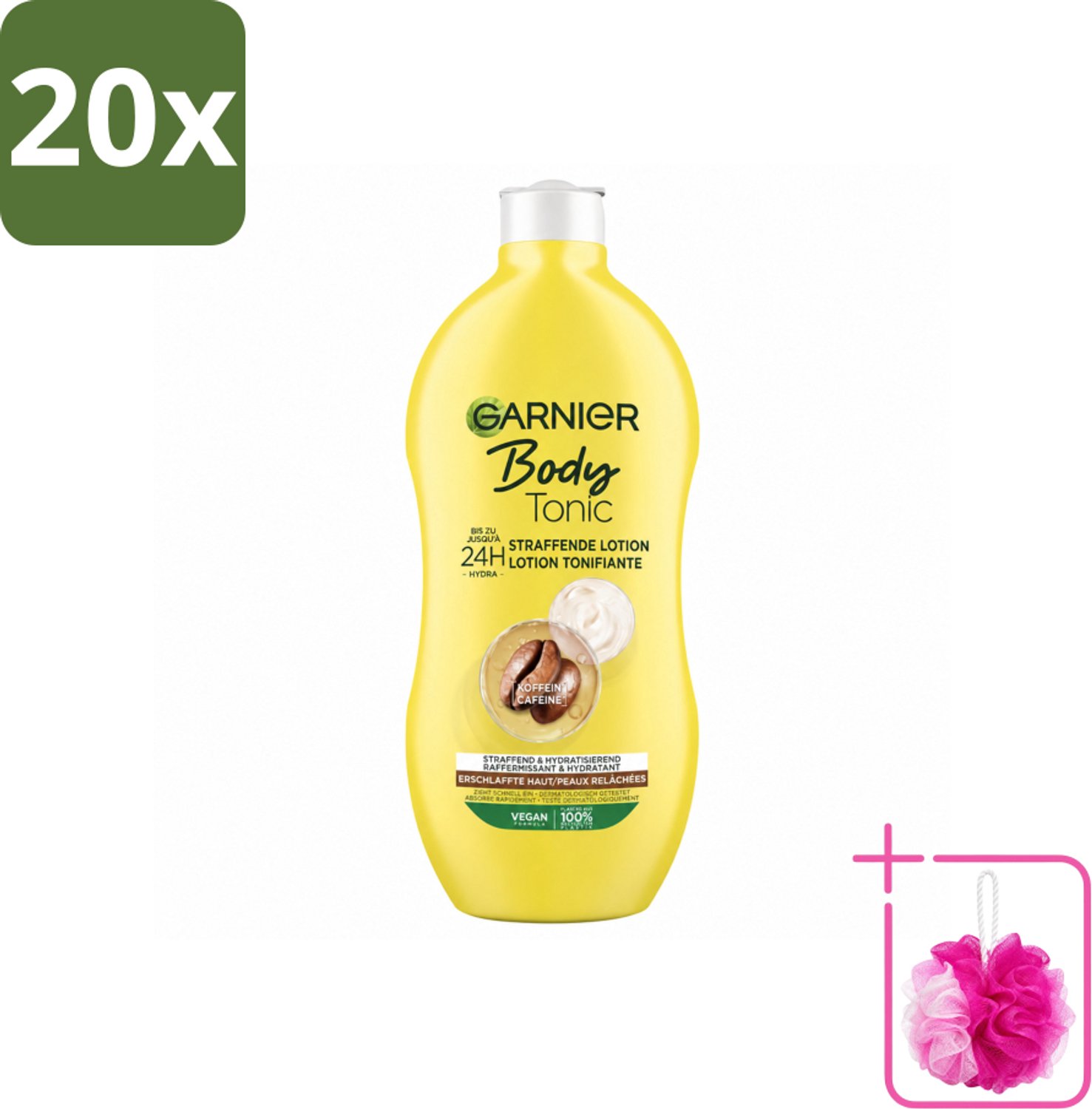 20 x Garnier - Body - Bodylotion - Tonic - Verstevigend & Hydraterend - 400 ml - Bulkverpakking - Bodylotion - Douchemop - Hydratatie