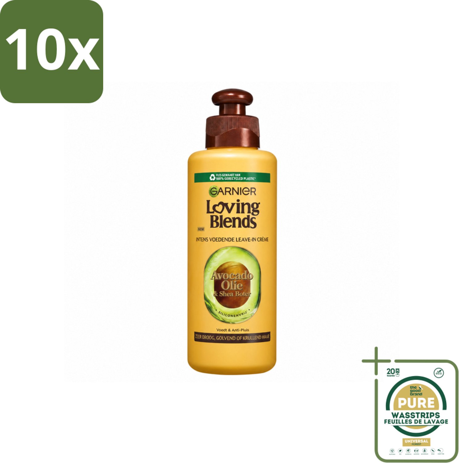 10 x Garnier - Loving Blends - Leave-In Crème - Avocado Olie & Shea Boter - Zeer Droog & Pluizig Haar - 200 ml - Wasstrips - Haarcrème - Avocado Olie - Karitéboter - Droog Haar - Pluizig Haar