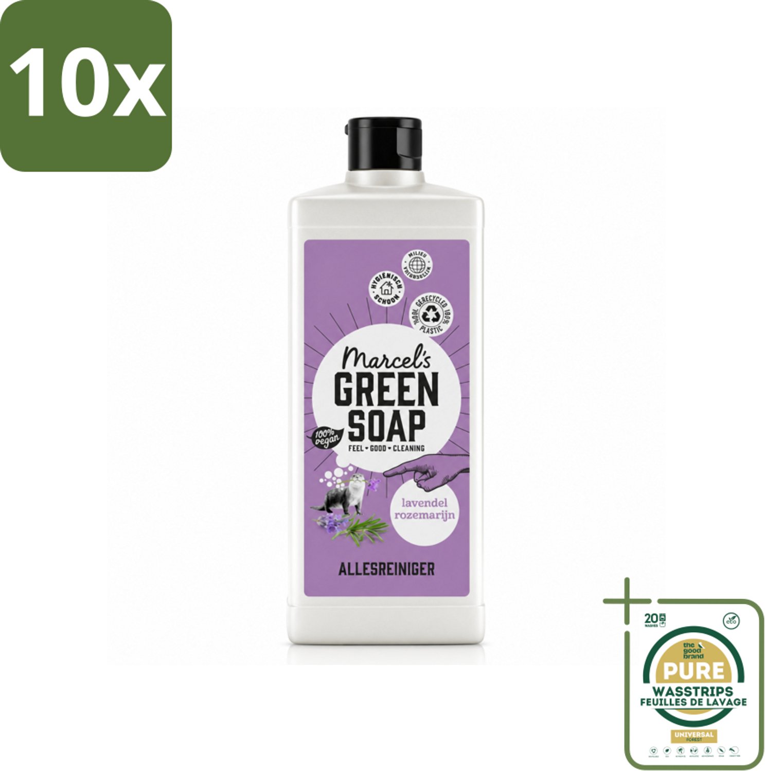 10 x Marcel's Green Soap - Allesreiniger - Lavendel & Rozemarijn - Natuurlijk & effectief - 750 ml - Wasstrips - Allesreiniger - Natuurlijke Reiniger - Reinigingsmiddel - Huishoudelijke Reiniger - Reinigen