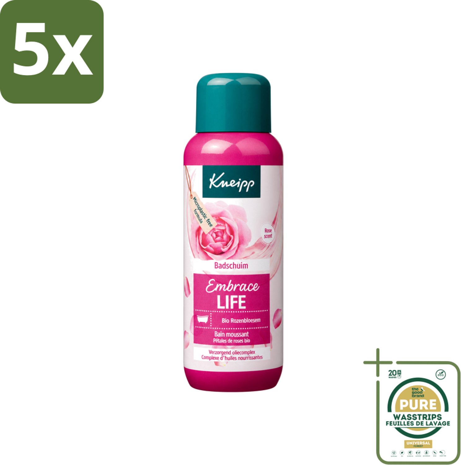 5 x Kneipp - Badschuim - Embrace Life - Anti-Aging verzorging - 400 ml - Wasstrips - Badshuim - Anti-aging - Roosgeur - Huidverzorging - Vrouwelijke Kracht