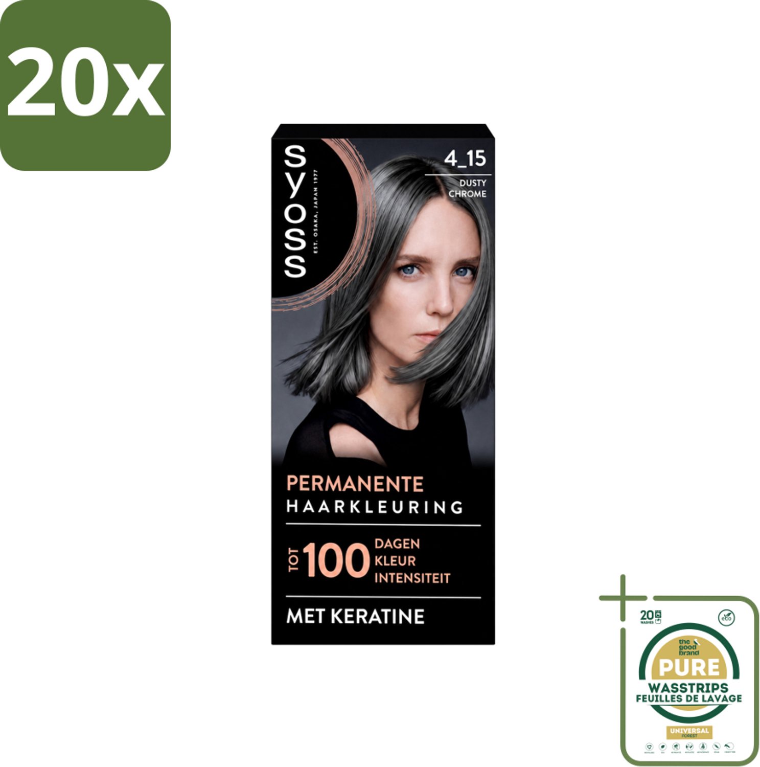 20 x SYOSS - Coloration 4-15 Dusty Chrome - Haarverf - Grijsdekking - Vermindert Haarbreuk - Wasstrips - Haarverf - Haarkleur - Grijsdekking - Keratine - Haarverf Permanent