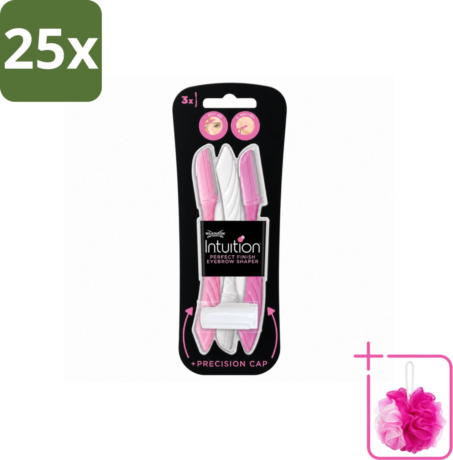 25 x Wilkinson Intuition - Navulmesjes - Wenkbrauw Shaper - Precisie - 3 mesjes - Bulkverpakking - Wenkbrauw shaper - Douchemop - Haartjes verwijderen