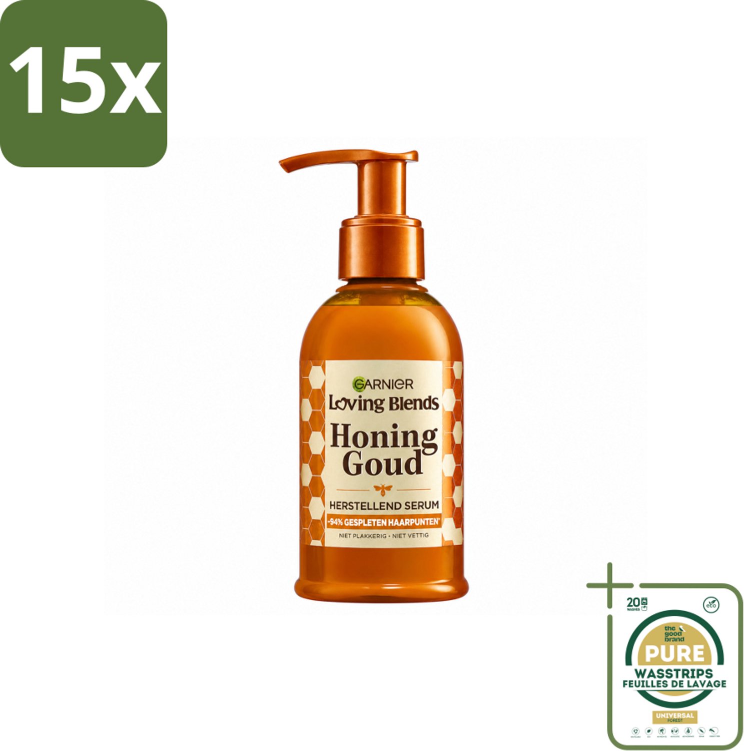 15 x Garnier - Loving Blends Honing Goud - Herstellend Haarserum - Beschadigd & Breekbaar Haar - 115 ml - Wasstrips - Haarherstel - Haarschade - Haarbreuk - Haarversterking - Haarvoeding