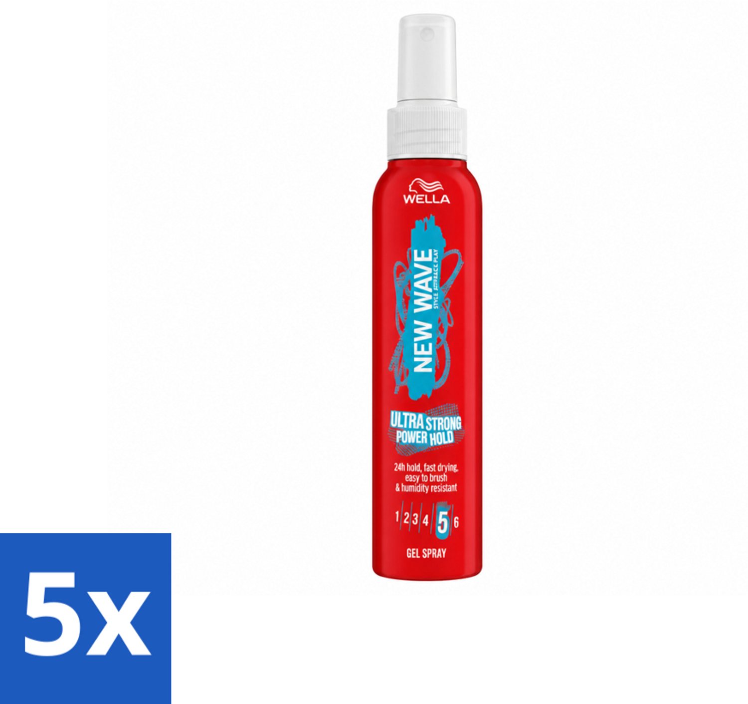 5 x Wella – New Wave Power Hold – Gelspray – 150 ml - Voordeelverpakking - 5 stuks